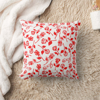 Red Rose Pattern Throw Pillow