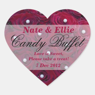 Red Rose & Pearl Candy Buffet Sticker
