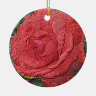 Red Rose Pencil Art Flower Ornament