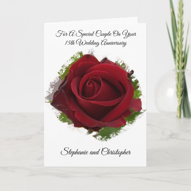 Red Rose Personalised 14th Wedding Anniversary Card (Front)