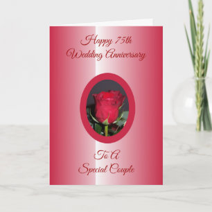 Red Rose Personalised 75th Wedding Anniversary Card