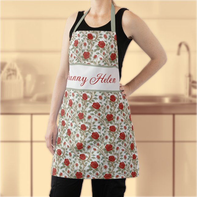  Red Rose Personalised Apron (Creator Uploaded)
