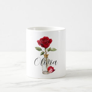 Red Rose & Petal Coffee Mug