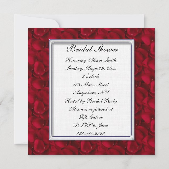 Red Rose Petals Bridal Shower Invitation (Front)