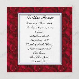 Red Rose Petals Bridal Shower Invitation