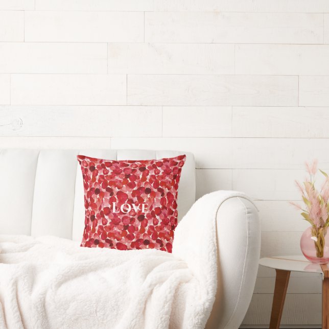 Red Rose Petals Floral Cushion (Couch)