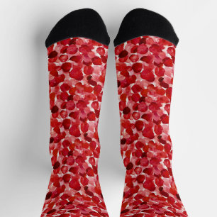 Red Rose Petals Floral Socks