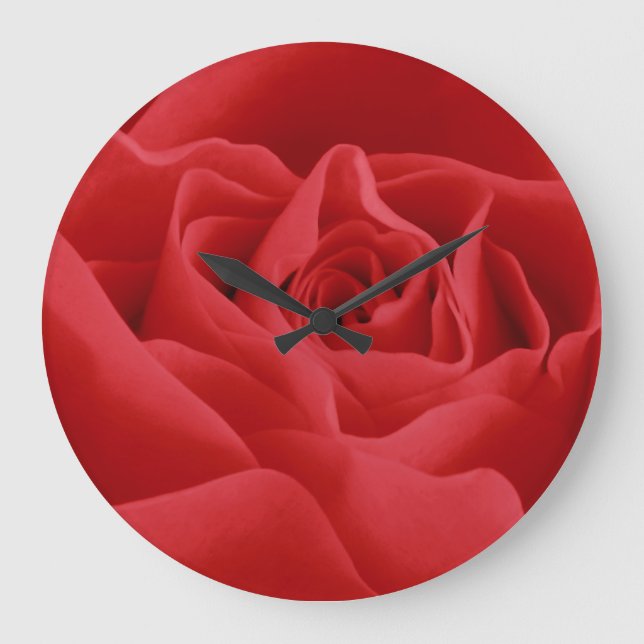 Red Rose Petals Large Clock (Front)