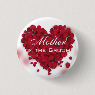 Red Rose Petals Love Heart Mother of the Groom 3 Cm Round Badge