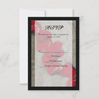 Red Rose Petals on Sand Beach Wedding RSVP Card