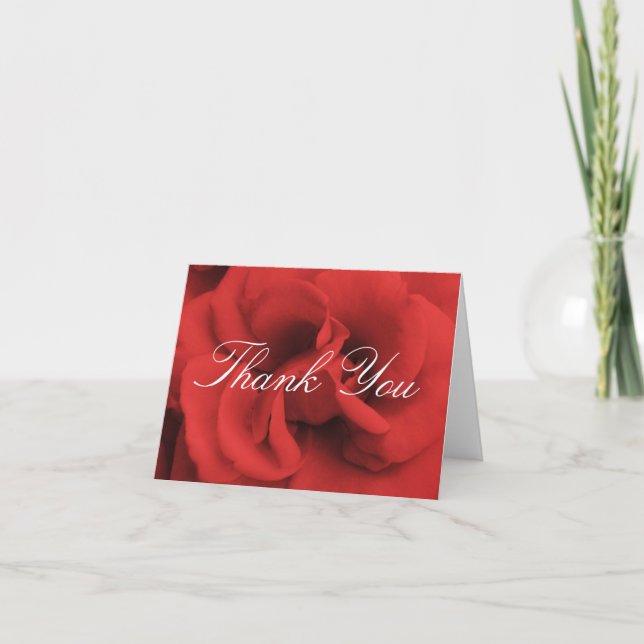 Red Rose Petals Thank You Card (Front)