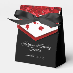 Red Rose Petals Wedding Favour Box
