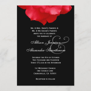 RED Rose Petals Wedding Invitation V02