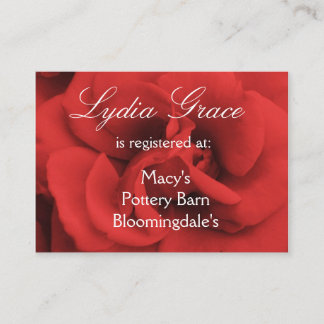 Red Rose Petals Wedding Registry Cards
