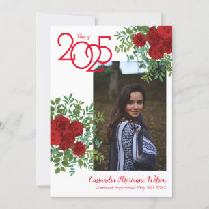Red Rose Photo Graduation Announcement