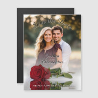 Red Rose Photo Overlay Save the Date Magnet