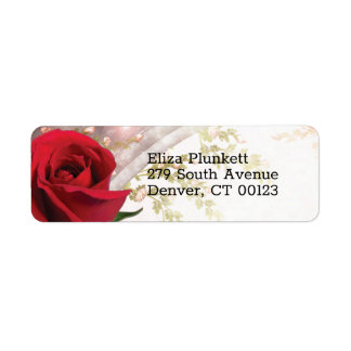 Red Rose Photo Whimsical Return Address Label