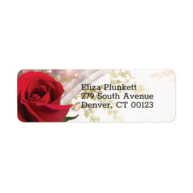 Red Rose Photo Whimsical Return Address Label (Front)