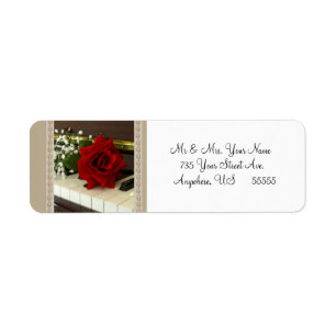Red Rose Piano Return Address Labels Gift Tags