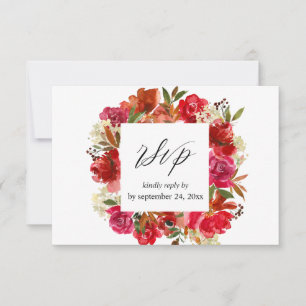 Red Rose & Pink Floral with Meal RSVP
