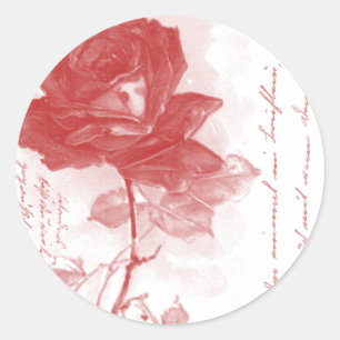 Red Rose Postcard Design Classic Round Sticker