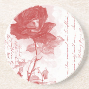 Red Rose Postcard Design Coaster