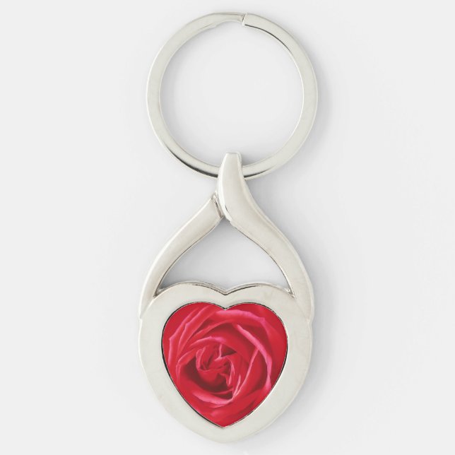 Red rose print key ring (Front)
