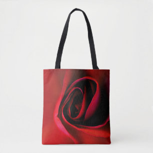Red Rose Print Tote Bag