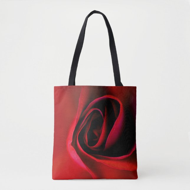 Red Rose Print Tote Bag (Front)