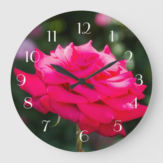 Red Rose Profile Large Clock (Front)