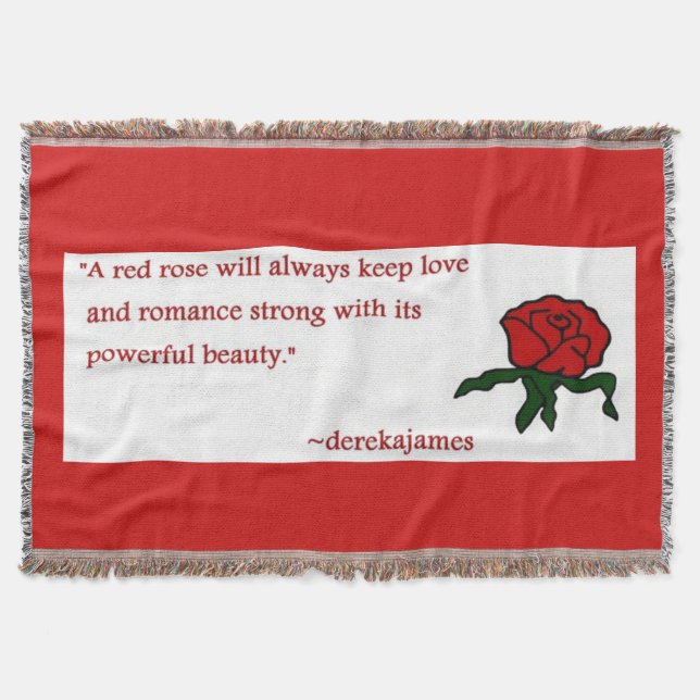 Red Rose Quote Throw Blanket (Front)