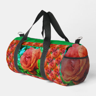 Red Rose Raindrops Flower Abstract Personalised  Duffle Bag