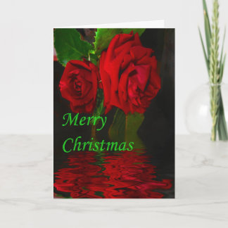 Red Rose Reflected - Merry Christmas Holiday Card