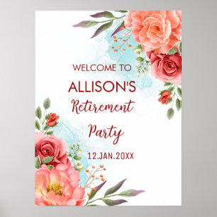 Red Rose Retirement Party Welcome Sign