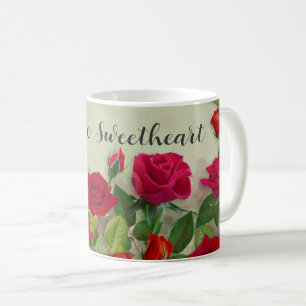 Red Rose Romantic Design With Full Customizable Coffee Mug