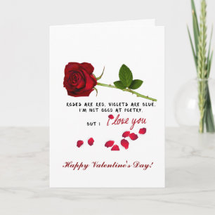 Red Rose Romantic I Love You Valentines Day Card