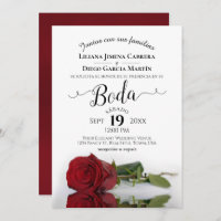 Red Rose Romantic Spanish Language Boda Wedding