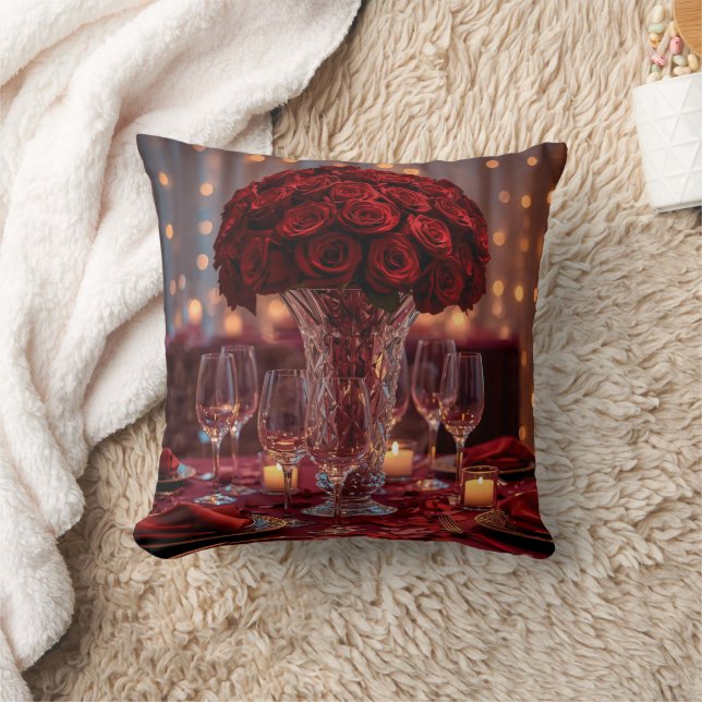 Red Rose Romantic Valentine Decorative Sofa Pillow (Blanket)