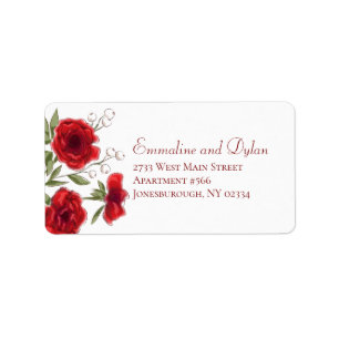 Red Rose Romantic Wedding Address Labels