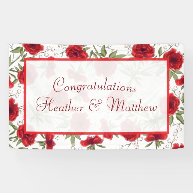 Red Rose Romantic Wedding Banner (Horizontal)