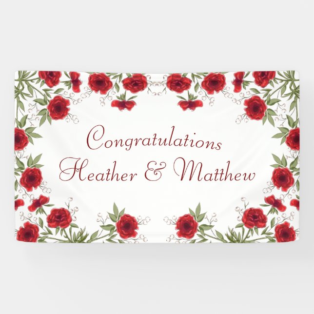 Red Rose Romantic Wedding Banner (Horizontal)