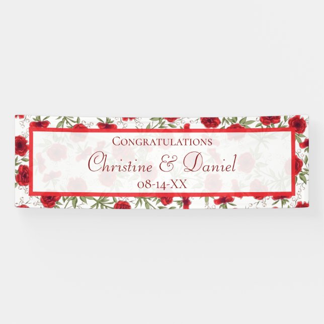 Red Rose Romantic Wedding Banner (Horizontal)