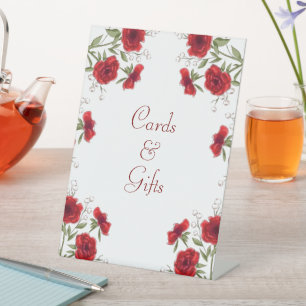 Red Rose Romantic Wedding Cards Gift Sign