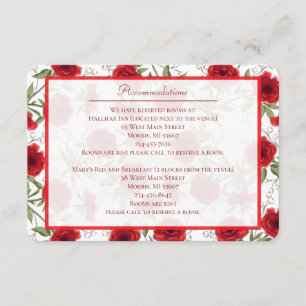 Red Rose Romantic Wedding Enclosure Card