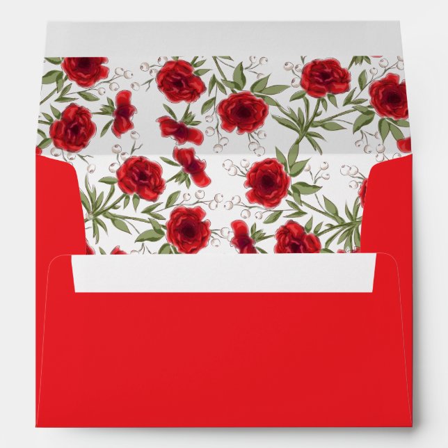 Red Rose Romantic Wedding Envelope (Back (Bottom))