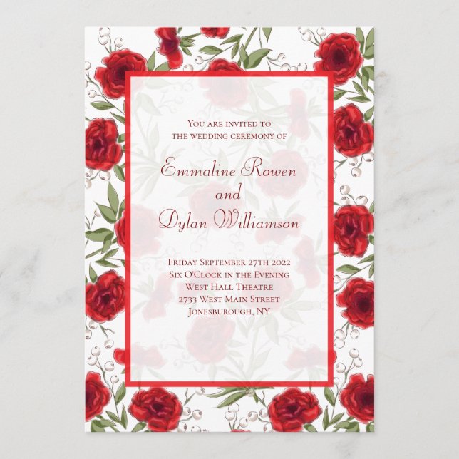 Red Rose Romantic Wedding Invitation (Front)
