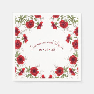 Red Rose Romantic Wedding Napkin