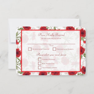 Red Rose Romantic Wedding RSVP Reply Invitation