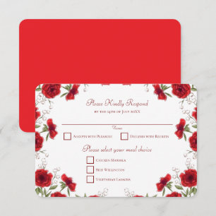 Red Rose Romantic Wedding RSVP Reply Invitation