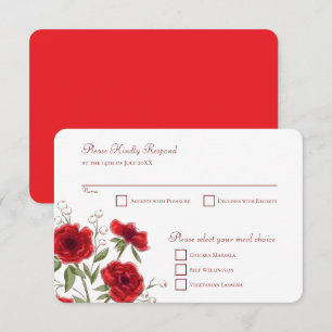 Red Rose Romantic Wedding RSVP Reply Invitation